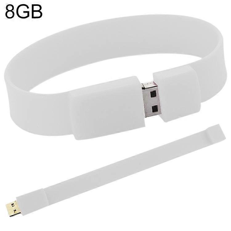 8GB Silicon Bracelets USB 2.0 Flash Disk(White)
