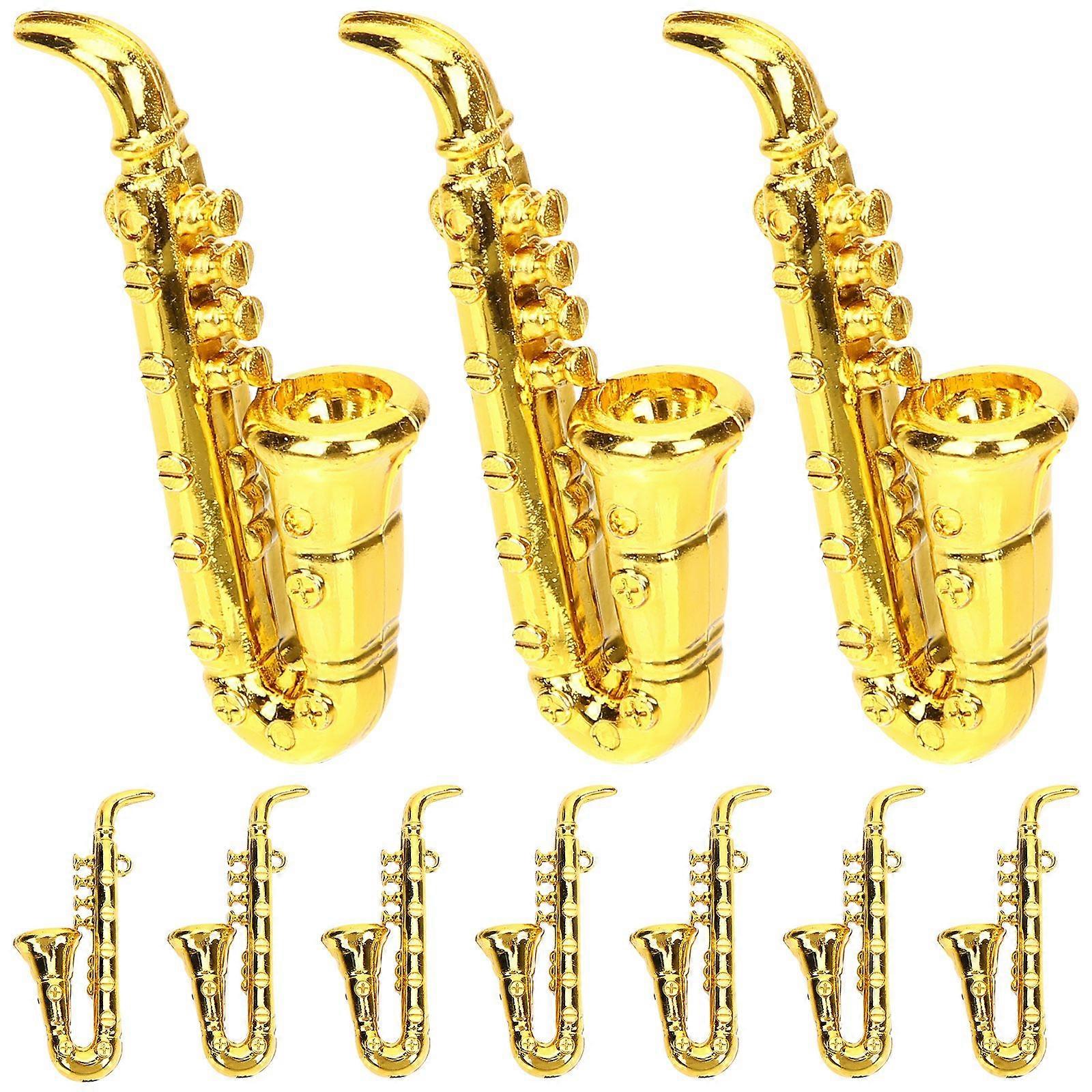 10Pcs Miniature Musical Instruments Miniature Saxophone Tiny Instruments Miniature House Decor