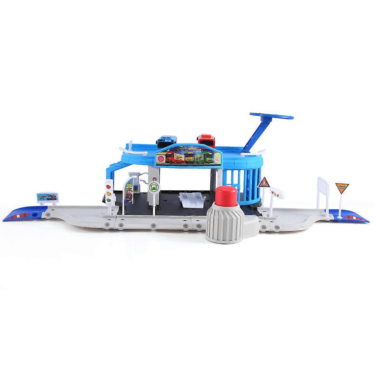 Cartoons the Little Bus Set Assembled Bus Station Parking Lot Car Runway Model with 2 Mini Bus