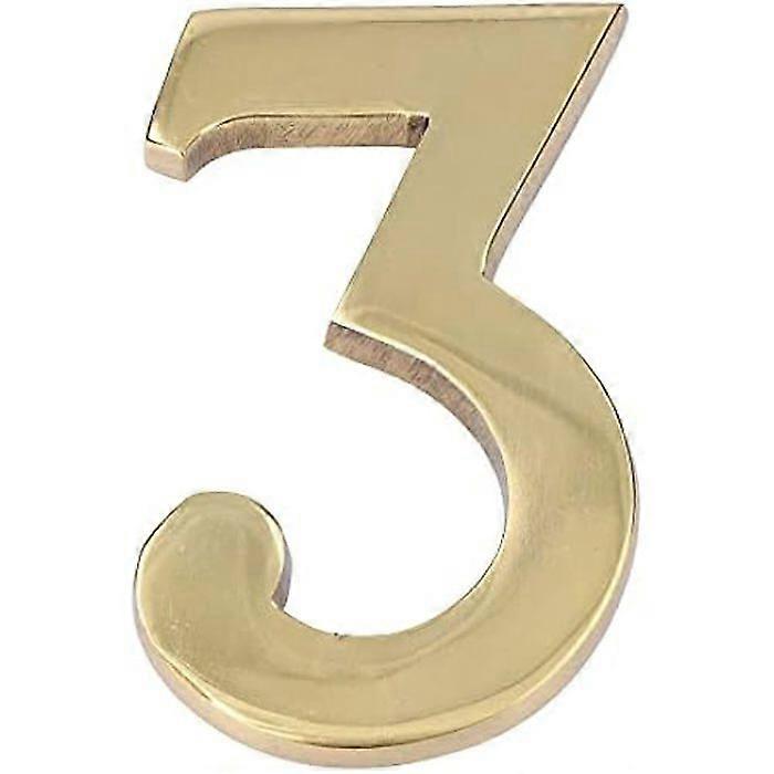 EDM Nummer 3 in gepolijst messing 10 cm onzichtbaar bevestigingsmerk