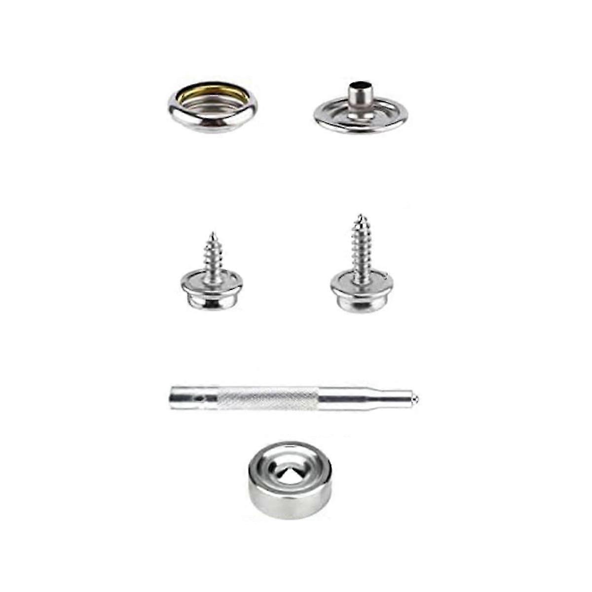 120pcs Snap Fasteners Kit, Marine Canvas Snaps With 2pcs Setting Tool Stainless Steel Snap Buttons Snaps With Screws