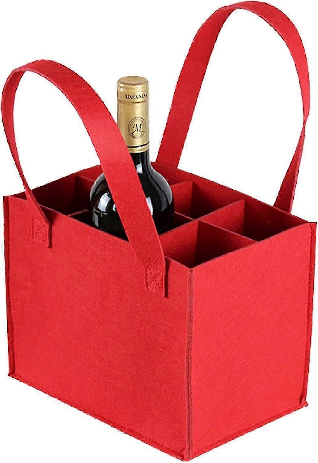 حامل زجاجة النبيذ ، أكياس حامل زجاجة سميكة ، مع مقسم مرن 6 زجاجات مقسم قابل للإزالة ، قابل لإعادة الاستخدام قابل لإعادة الاستخدام ، حقيبة هدايا نبيذ سميكة (أحمر)