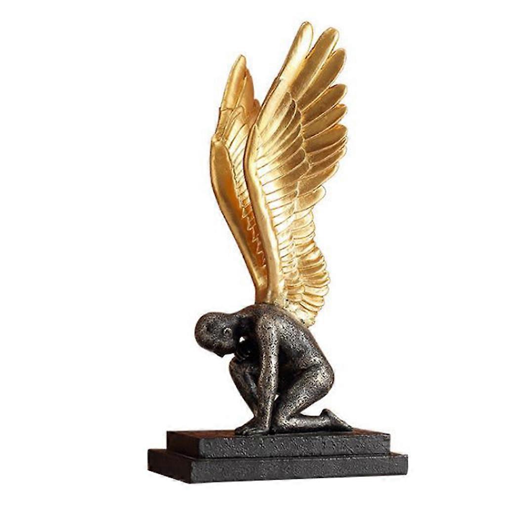 Statuetta dell'angelo per la statua creativa dell'ala dell'angelo per l'arredamento da collezione dell'ufficio domestico giardino resina scultura artigianato