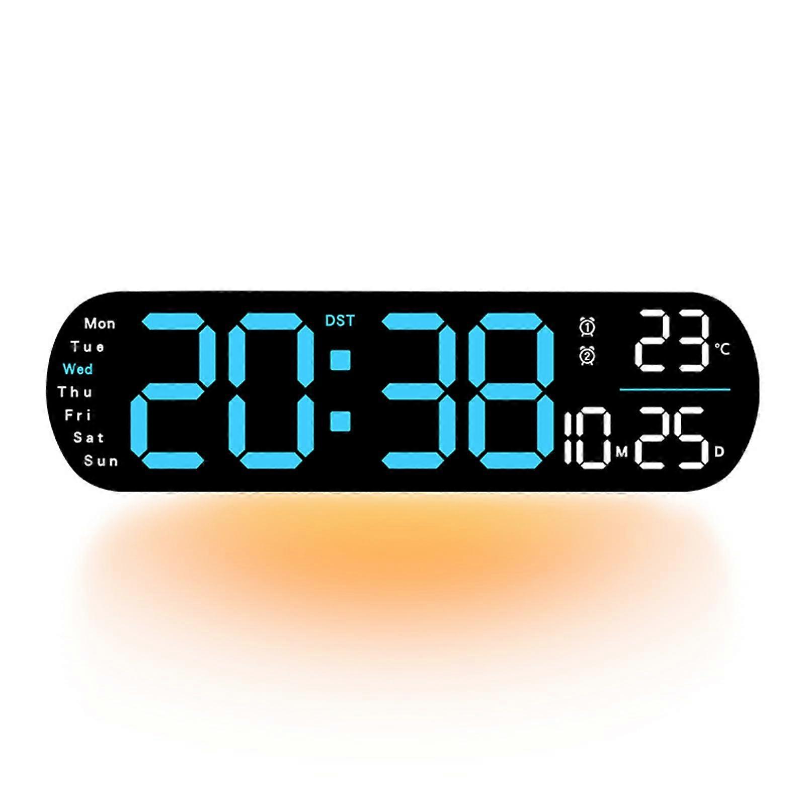 Upgraded Digital Wall Clock Large Display, Large Colorful Digital Wall Clock, Creative Multifunctional Clock (Blue)