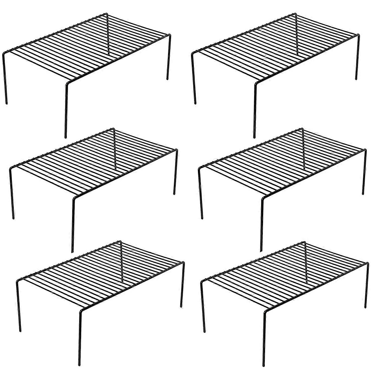 Cabinet Storage Shelf Rack Set of 6, 13 x 9.4 Inch, Rustproof Metal Wire Cupboard Spice Shelf Rack for Plates