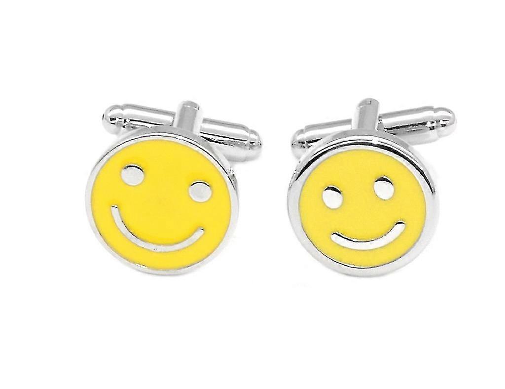 JiaWei Silberfarbene Manschettenknöpfe für Herren Happy Smiley Face Manschettenknöpfe für Herren afA