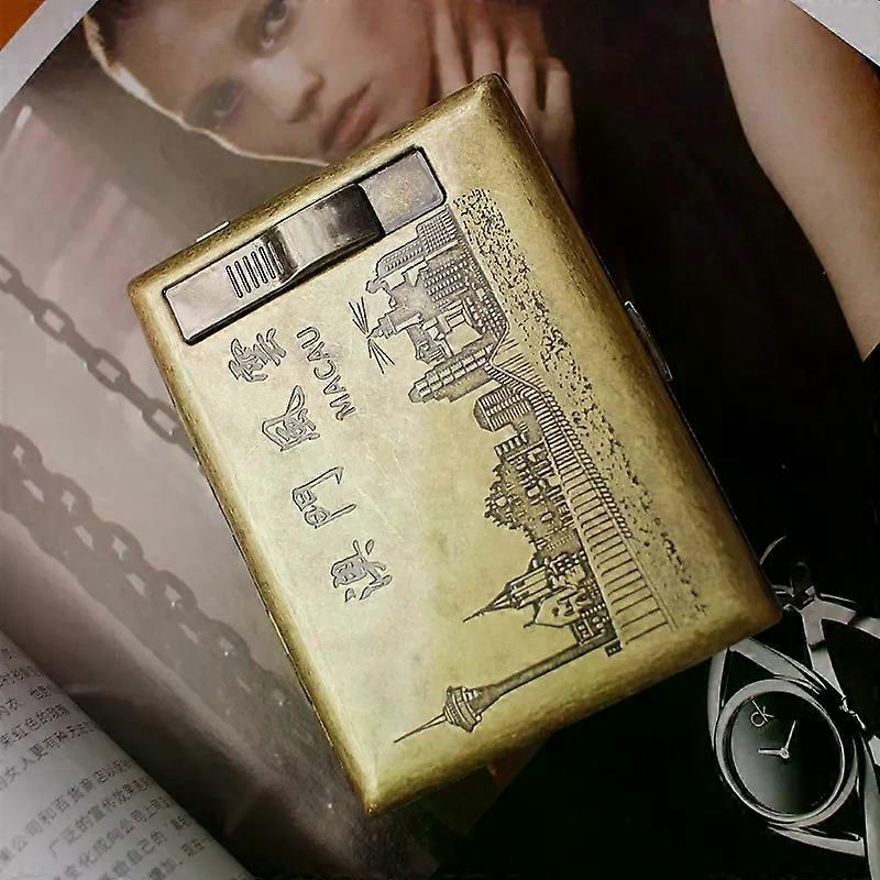Cigarette Case 20 Pcs Portable Ultra-Thin Creative Anti-Pressure Men's Retro Cigarette Boxes Portable High-End Cigarette Boxes Cigarette Set