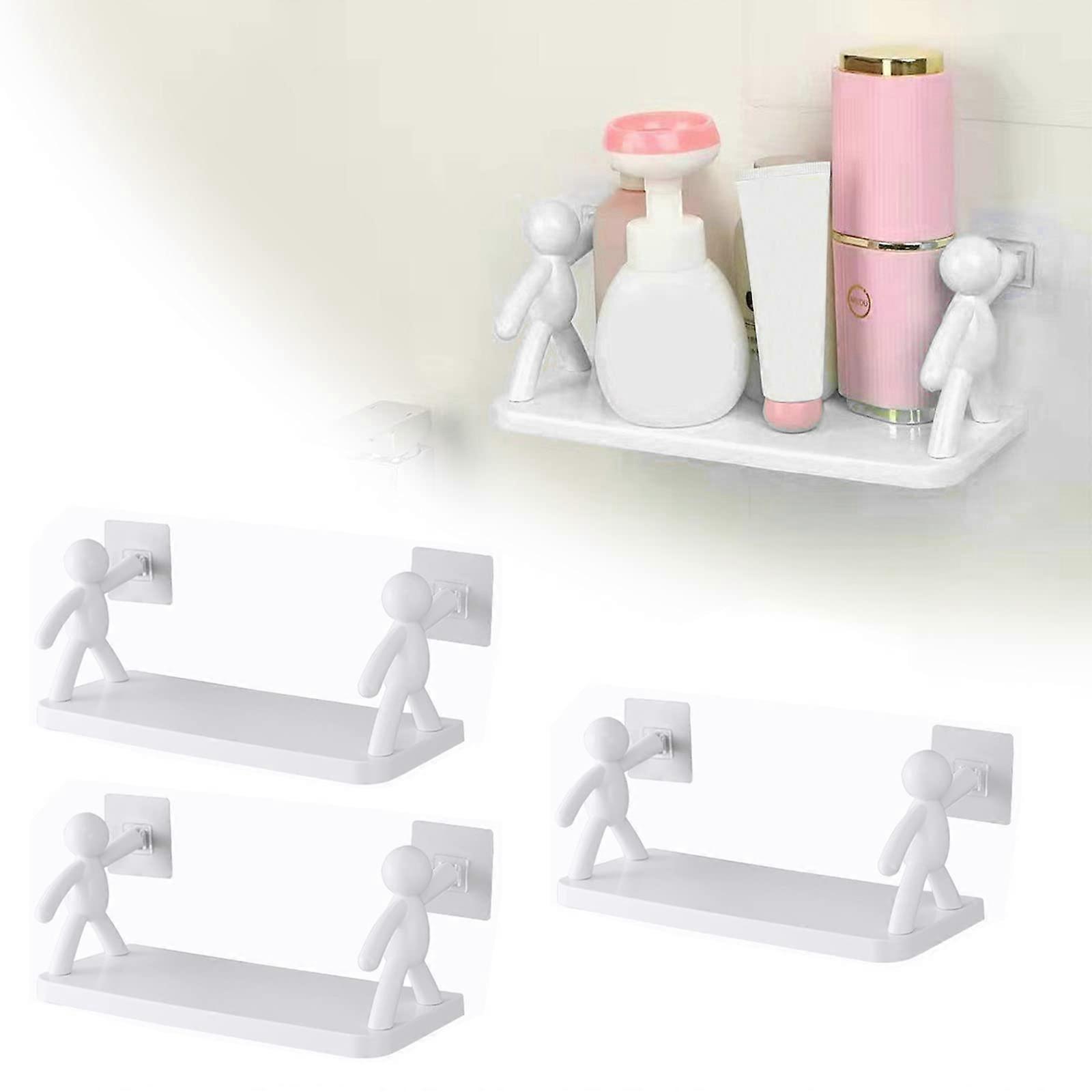 2022 Punching-Free Floating Shelves Set, Wall Mounted Bathroom Storage Rack, 3 PCS White Kitchen and Toilet Organizer