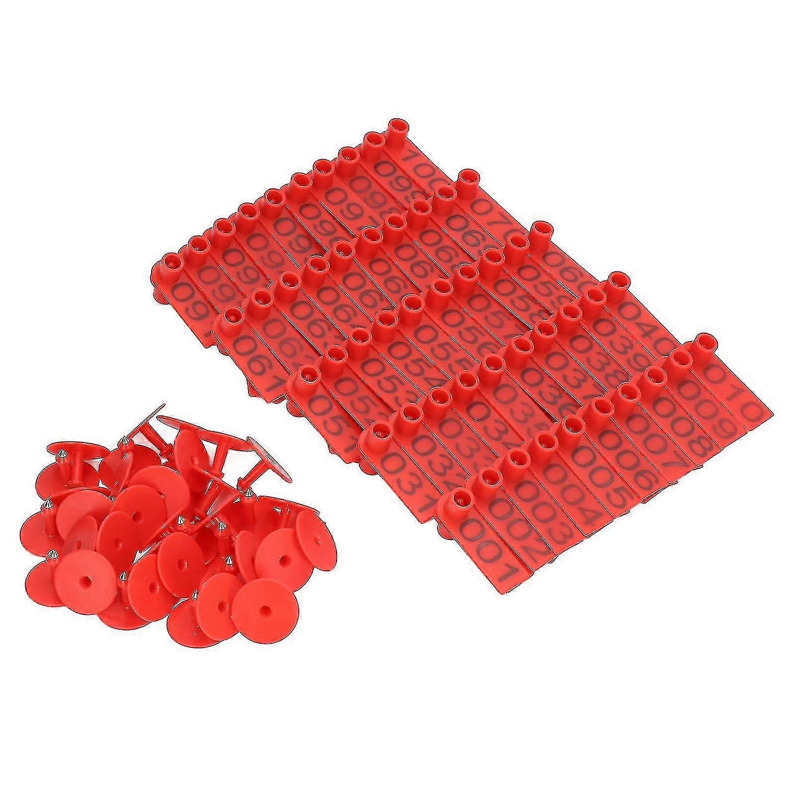 100 Sets Numbered Cattle Ear Tags Accurate Livestock Identification Card For Cow Pig Sheep Red