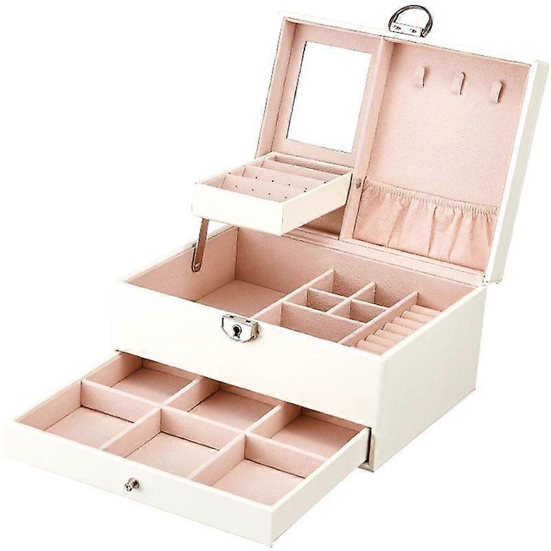 Multifunctional Jewelry Box, Pu Leather, White