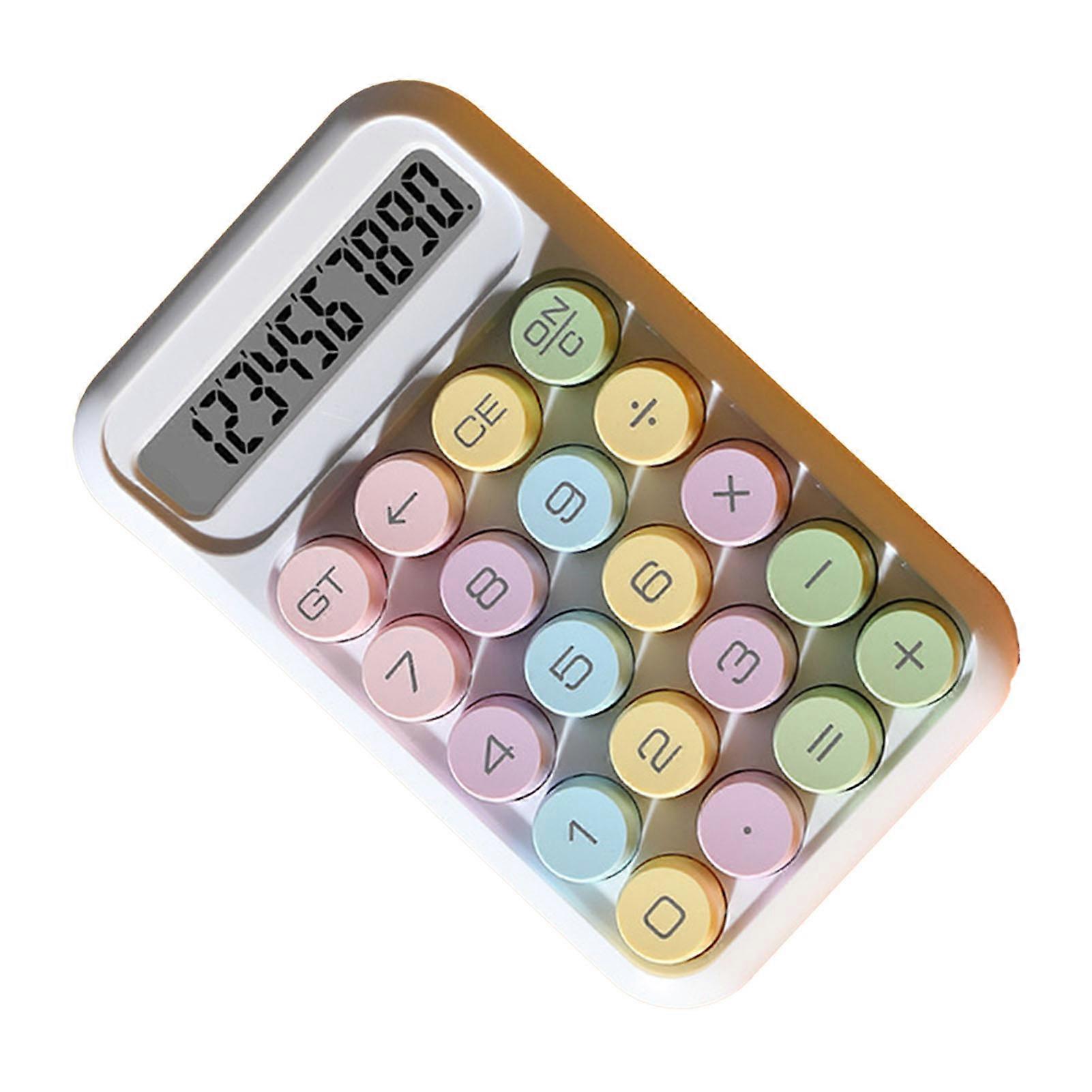 Scientific Calculator 10 Digit LCD Display Portable Mechanical Button Calculator for Exams Accounting Tasks White 