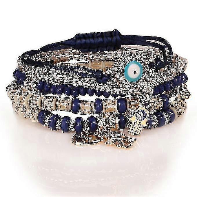 Boho Stretch Bead Bracelet Multi Layer Evil Eye Stackable Bracelet