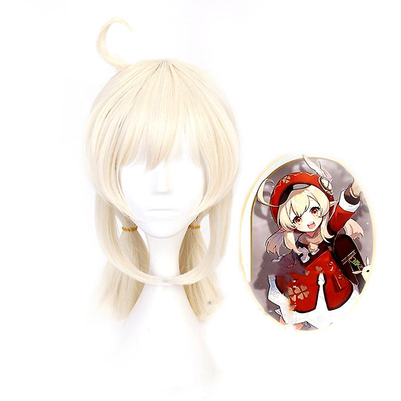 ゲンシンインパクトクレーコスプレウィッグポニーテールベージュ耐熱合成ヘア