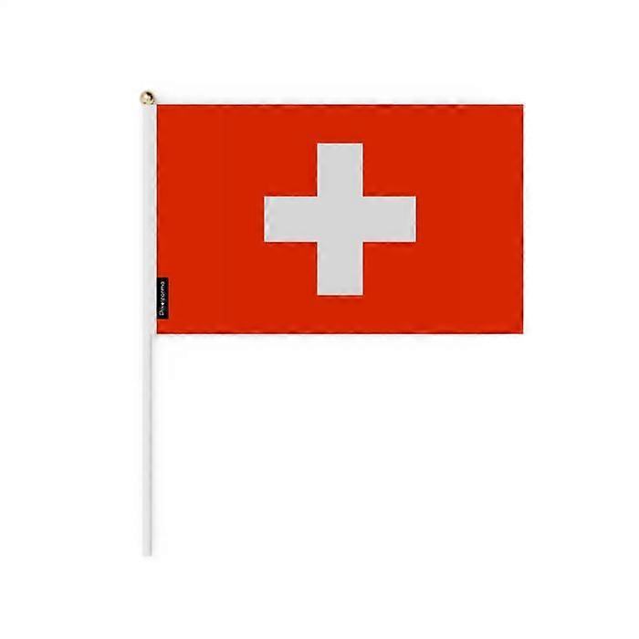 Set of Mini Flags – Switzerland – 14 x 21 cm – Hand-Held – Polyester - 50 pieces