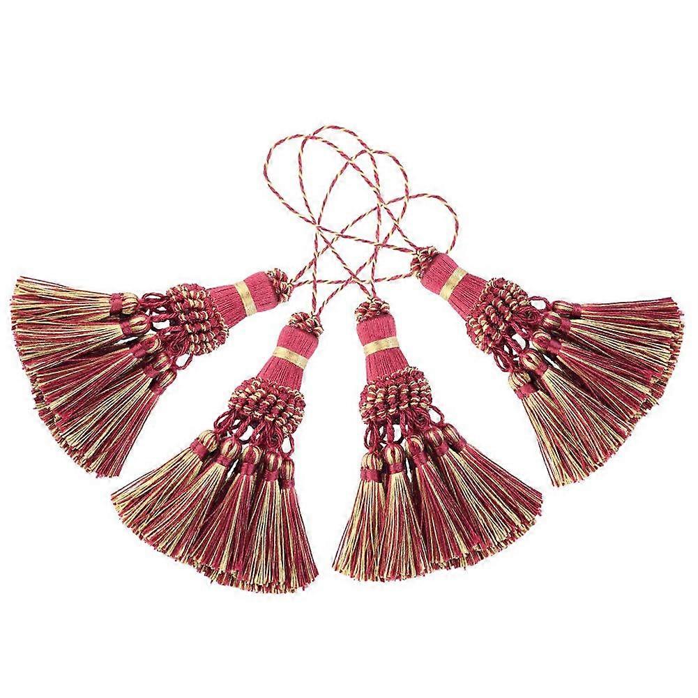 Set of 4 Tassel for Craft Elegant Polyester Tassels for Pillow Key Tassel DIY Accessories for Curtain and Home Decor Red Ref: 9416