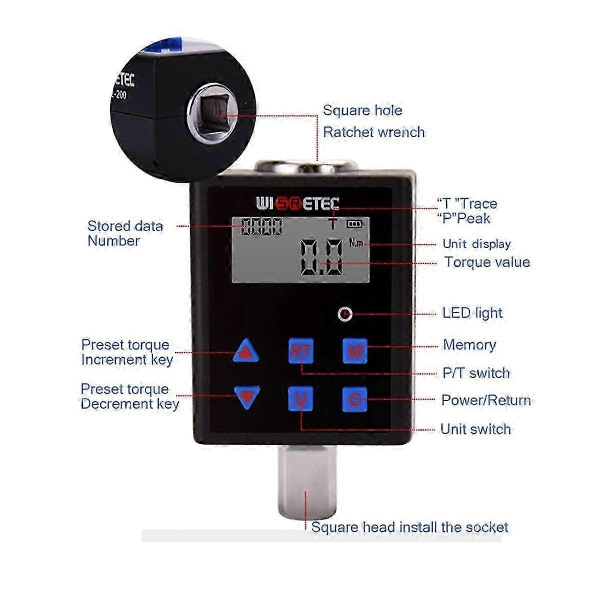 Digital Torque Meter Digital Backlight Display Two-Ways Measurement Two Working Modes Adjustable T