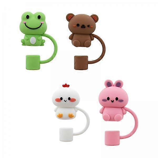 2x4 Stück Strohhalmschutz Staubdicht Kreative Trinkstaubkappe Strohhalmspitzen Kappe