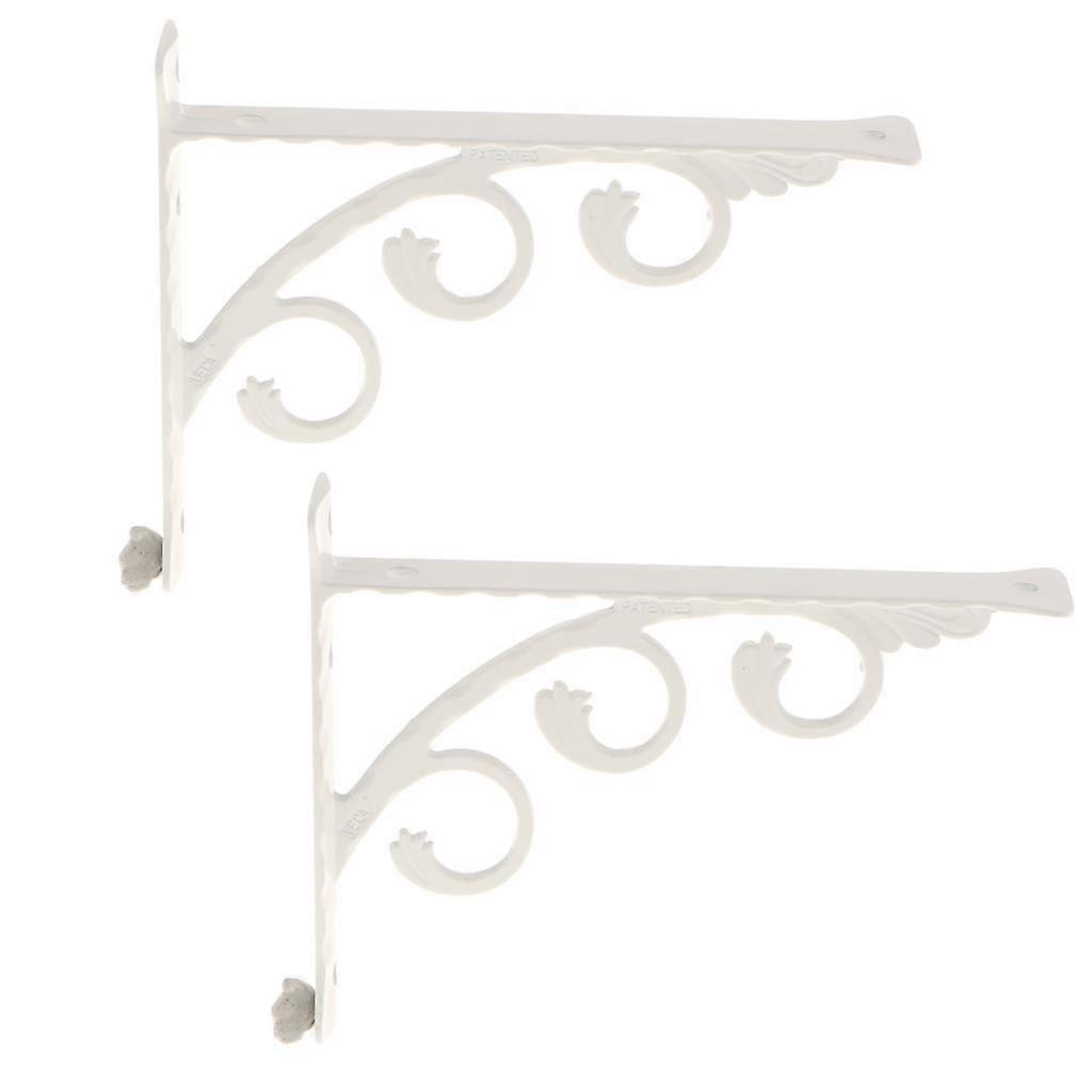 Pair of Small Cast Aluminum Shelf Brackets with Scroll Design - 12x15cm