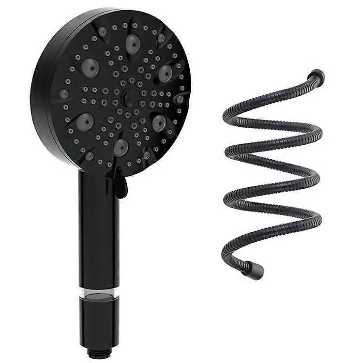 Water Saving 10 Modes Handheld Filter Shower Head with Stainless Steel Hose, Matte Black