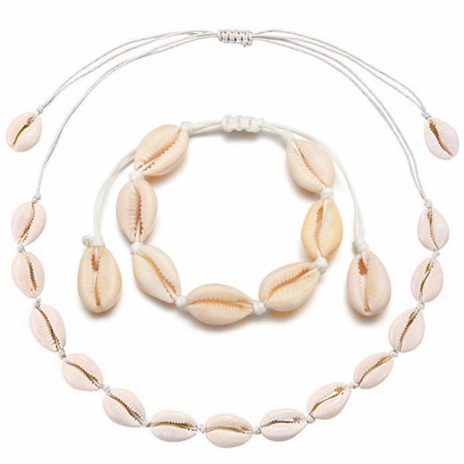 Conjunto de pulsera collar de conchas marinas boho para mujer