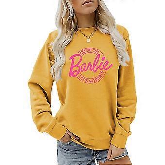 Felpa da donna Girocollo Camicie a maniche lunghe per le donne autunno spesse Top girocollo stampa lettera Top maglione giallo XL