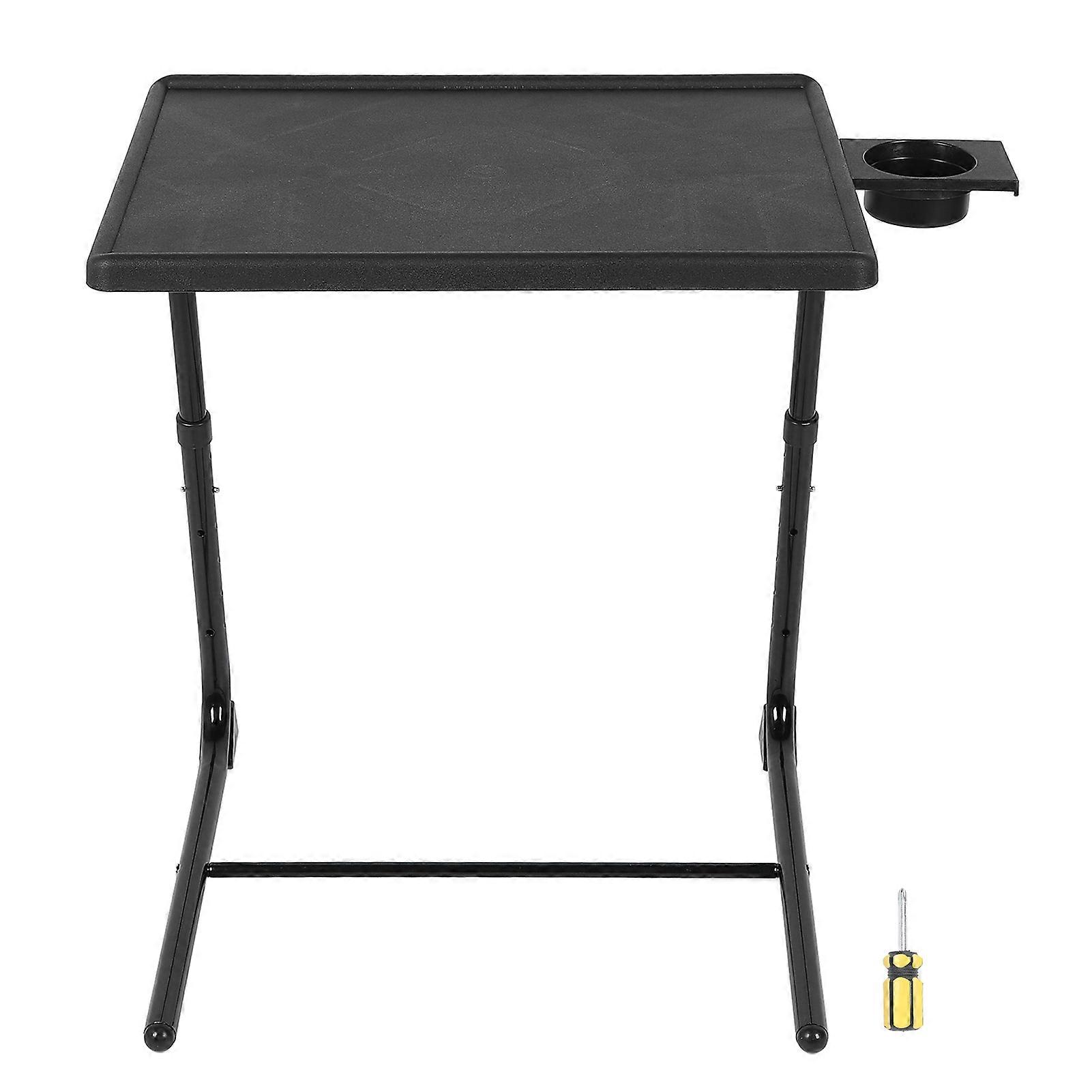 Folding TV Tray 6 Height Multifunctional Portable TV Dinner Tray for Study Writing Eating Black