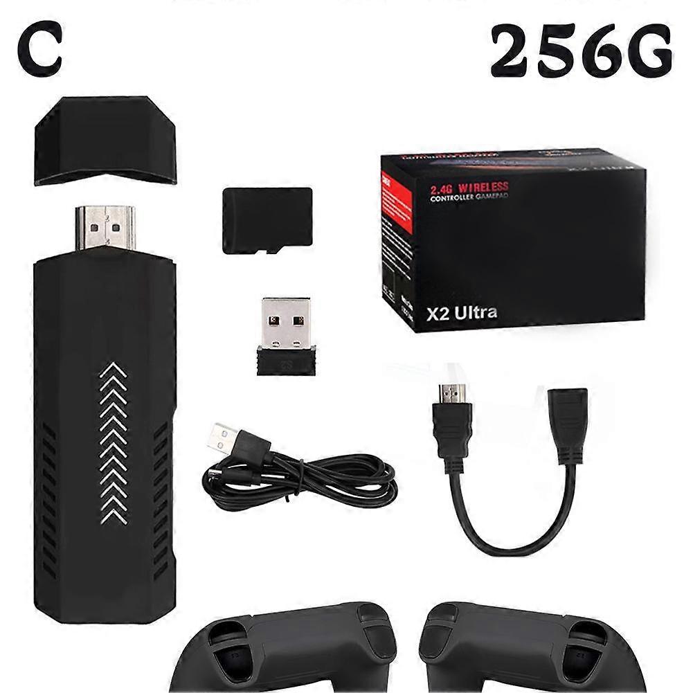 256GB【Charging handle】$Cross-border game console X2 Ultra HD home game arcade wireless retro TV game console GD10