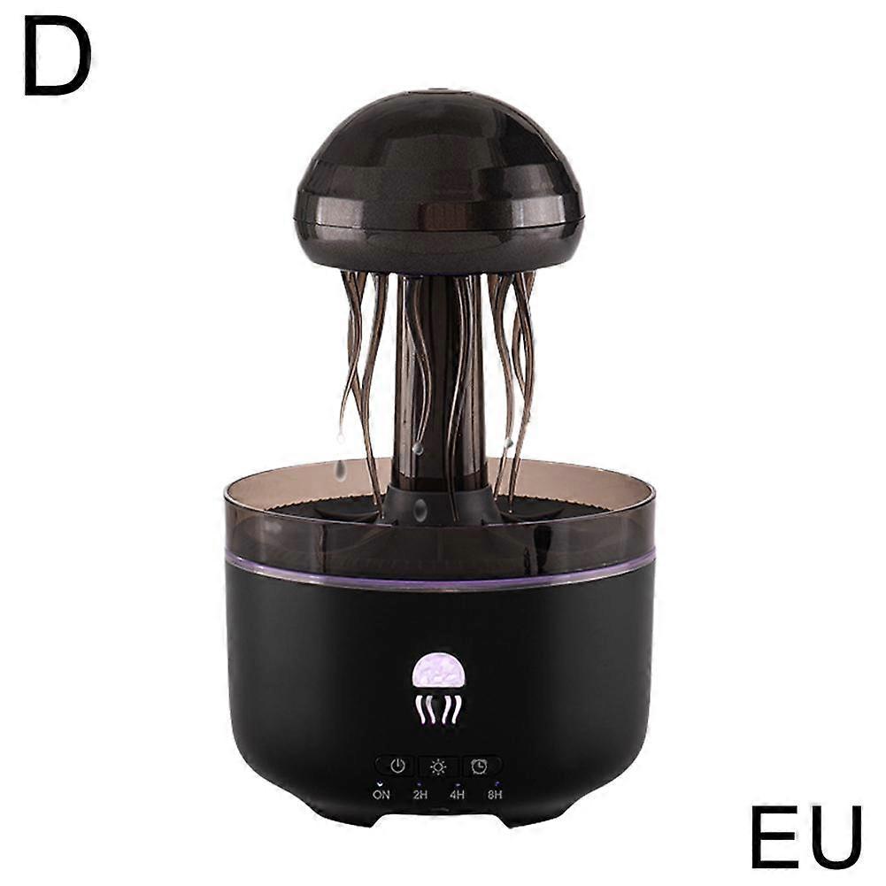 eu black (D)$ Mechanical jellyfish aromatherapy machine household rotating raindrop humidifier desktop colorful atmosphere light aroma diffuser