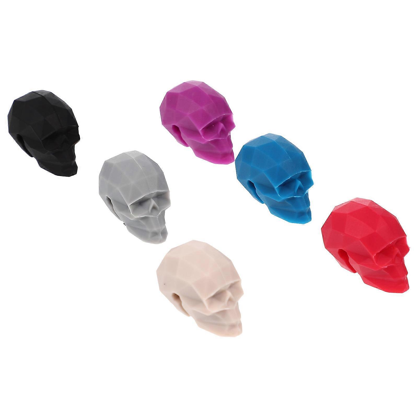 Skull Design Reusable Silicone Wine Cup Markers Set of 6 Lightweight, Portable Drink Identifiers for Parties, Bars, Restaurants, and Home Use