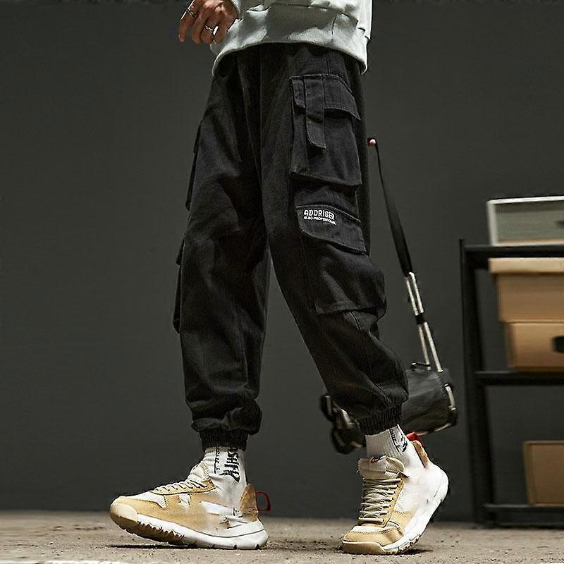 Spring and Autumn Men's Casual Pants with Multiple Pockets and Cuffs