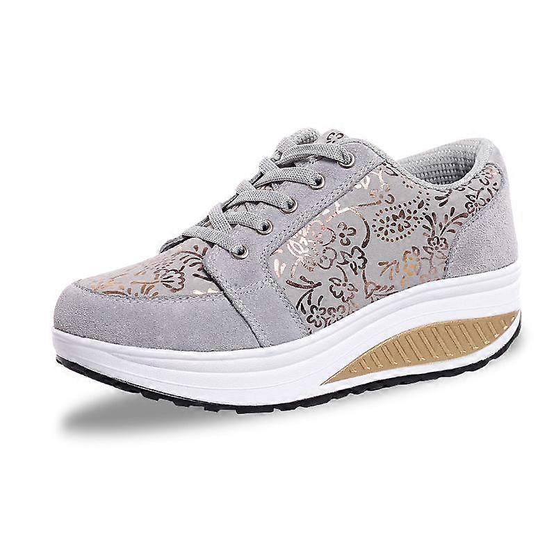 Neu Bronzing Rocking Sports Damenschuhe Keilabsatz Soft Bottom Freizeitschuhe