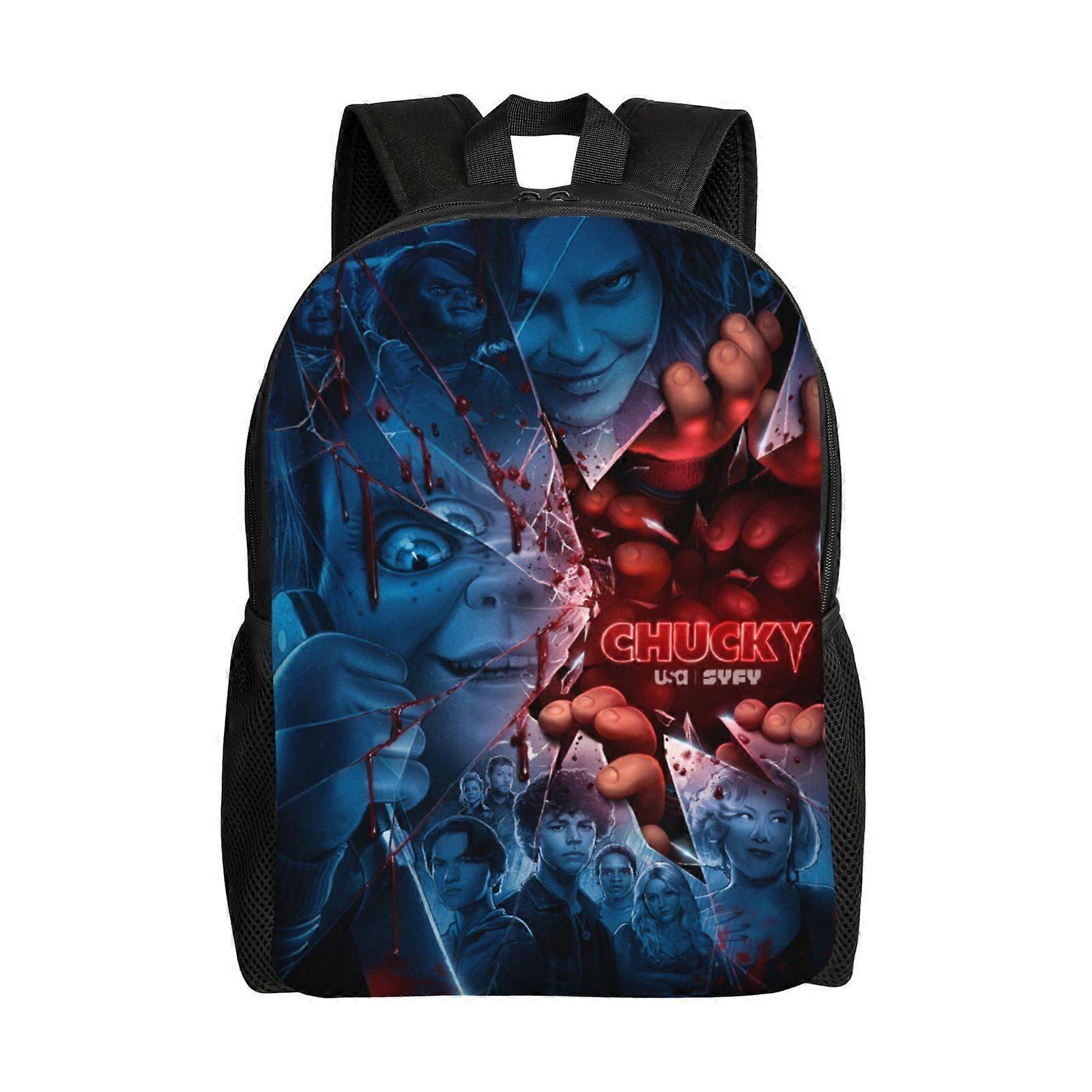 تشاكي ملصق للجنسين حقيبة ظهر كمبيوتر محمول حقيبة مدرسية حقيبة طالب جامعي خفيفة الوزن أساسية Daypack للبالغين في سن المراهقة للأطفال - XTYD1023