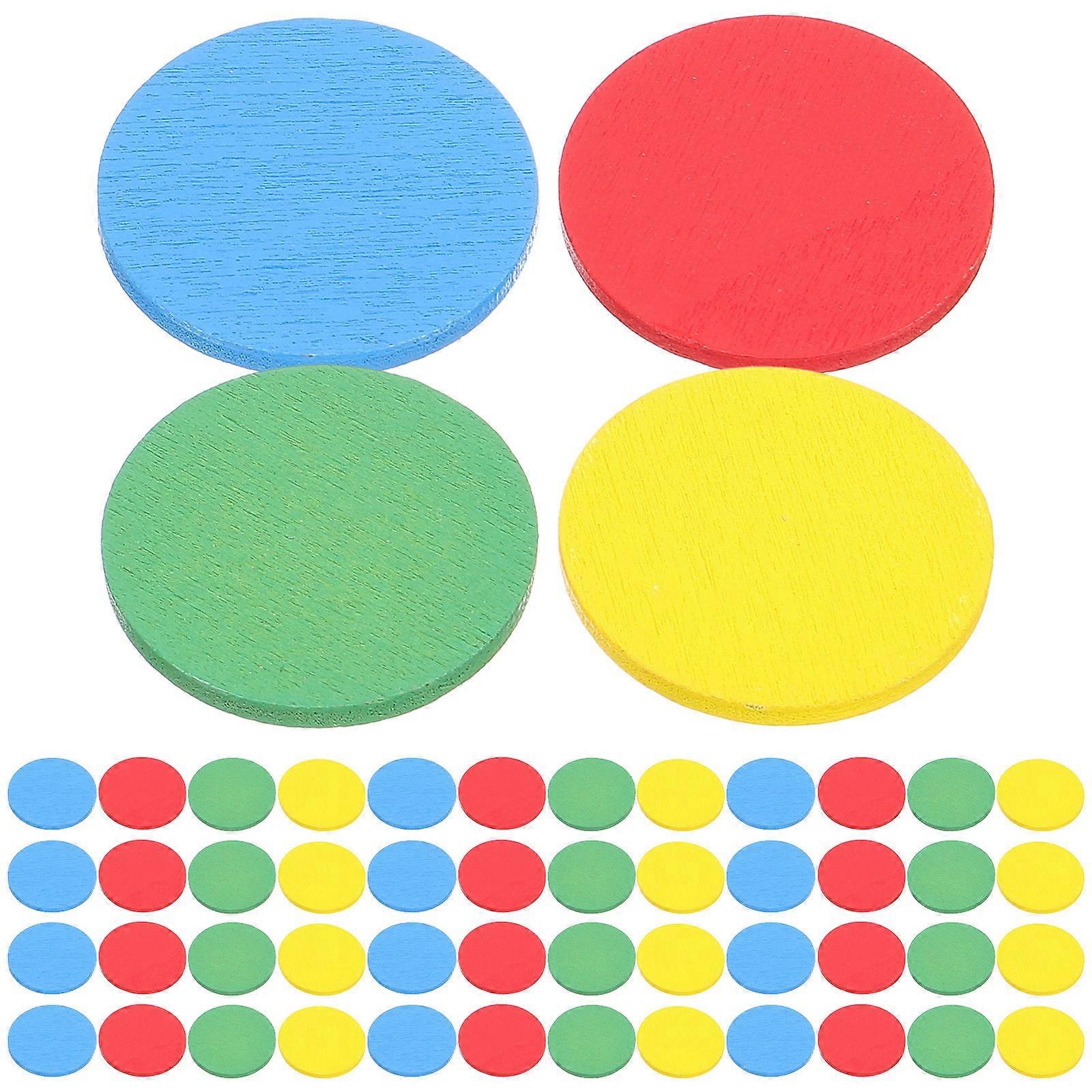 Colorful Wooden Discs 128pcs Set for DIY Crafts, Game Markers, Counting Chips, Educational Teaching Aid for Kids and Creative Activities