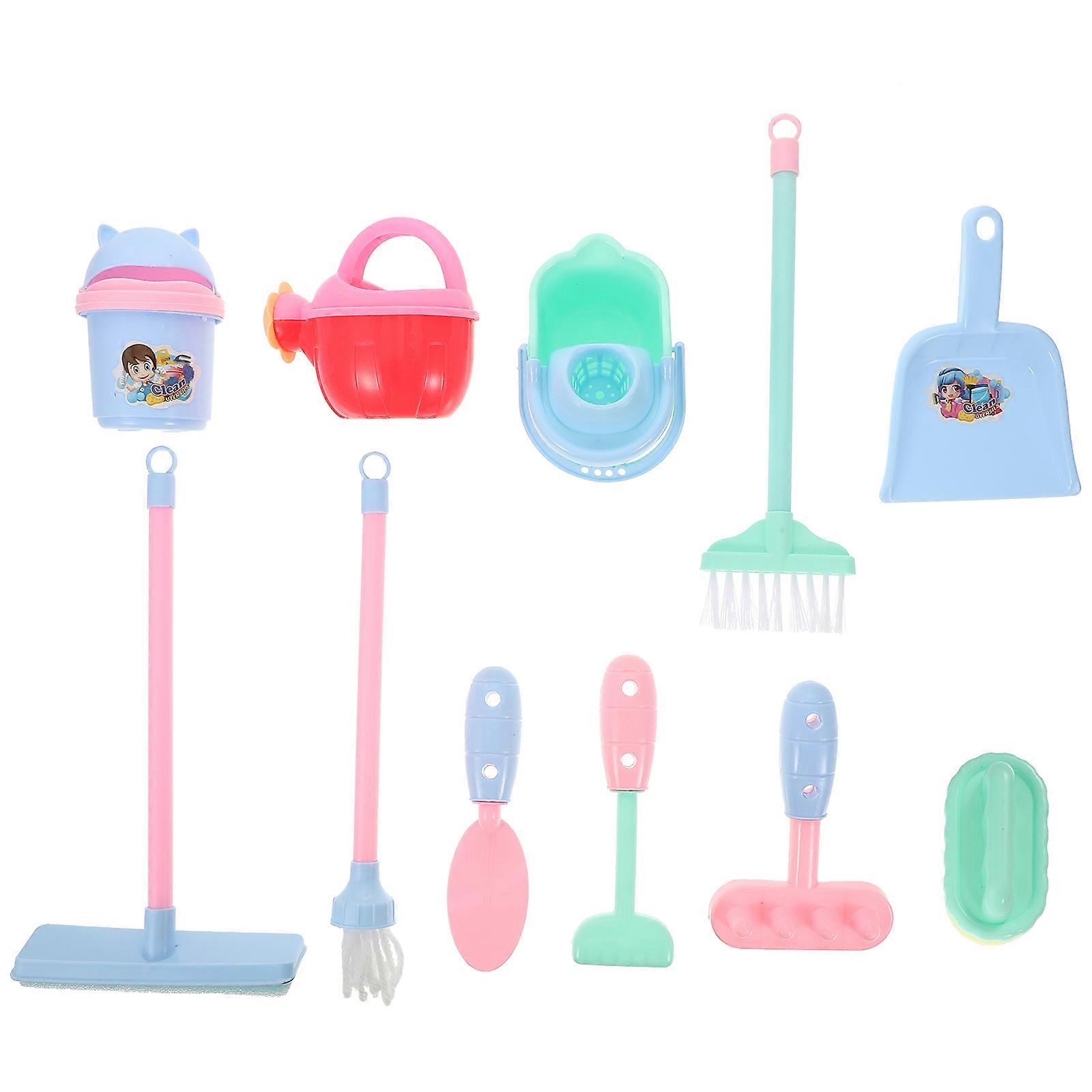 Cleaning Accessories Mini Cleaning Tool Simulated Broom Children Mini House Toy Trash Can Model Multi-Colored 23.00X12.00X3.50Cm Education 1Set