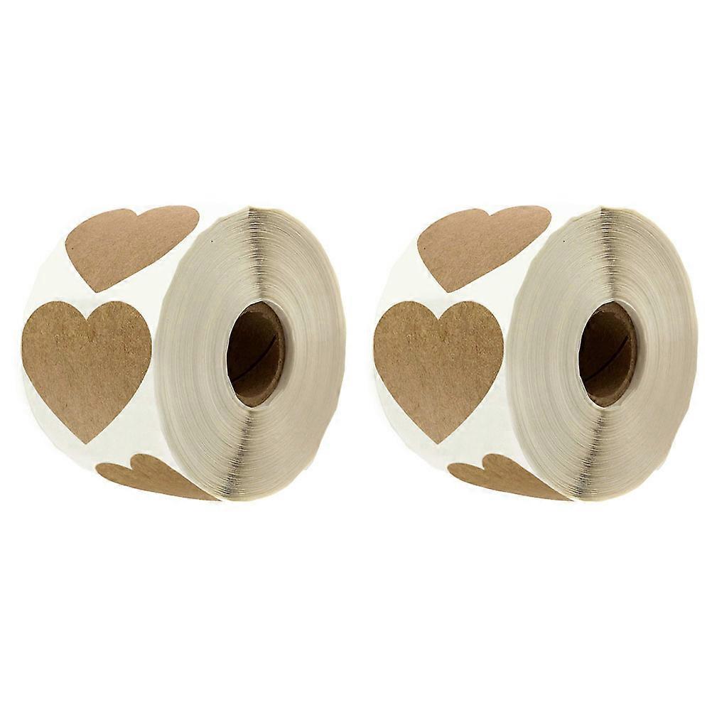 Kraft Heart Stickers Heart Shaped Decals Self-Adhesive Stickers For Women Envelopes Kraft Paper Decorative 1Set