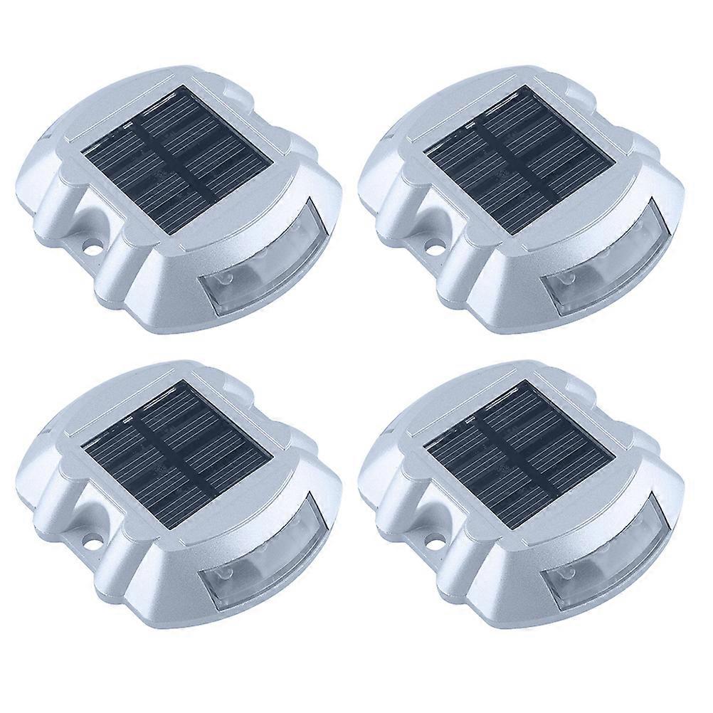 Waterproof Solar Driveway Markers Pathway Lights For Nighttime Visibility In Silver 8Pack
