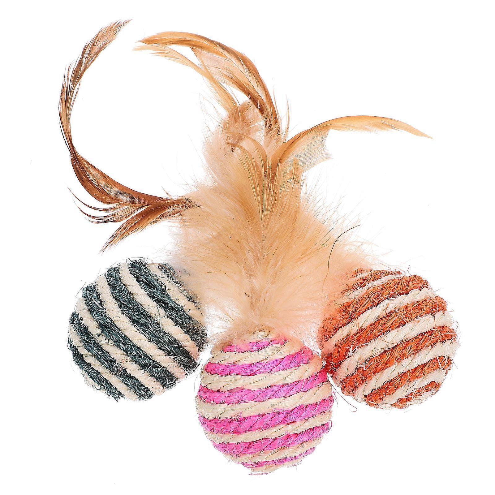 Cat Teasing Rope Toy Ball Style Material for Pet Kitten Claw Sharpening Entertainment 3Pcs