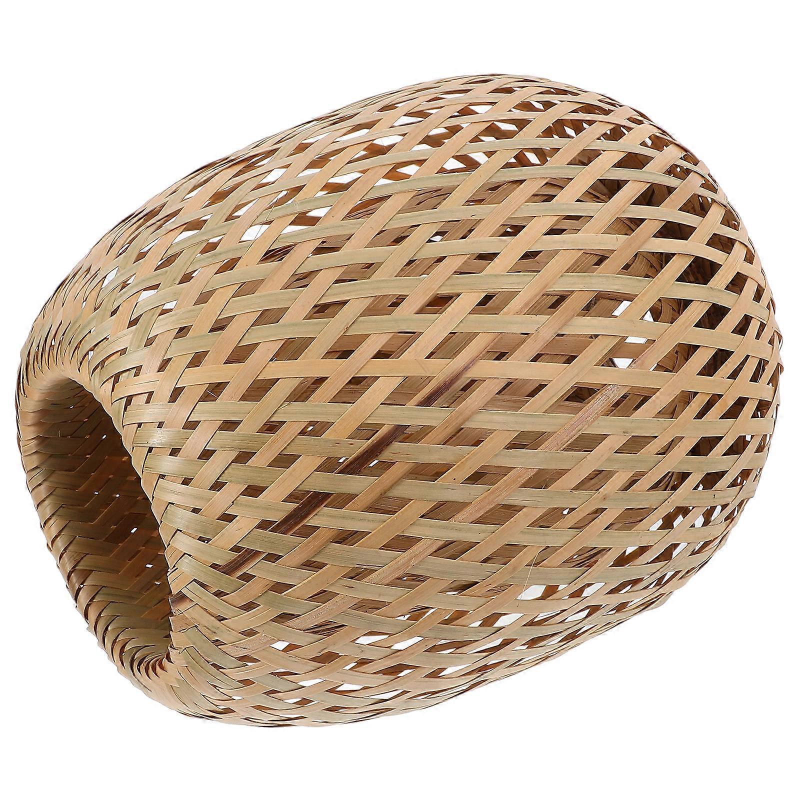Rustic Woven Bamboo Lampshade Hotel Restaurant Decor 21X21X21CM Round Shape Light Diffusion 1Set