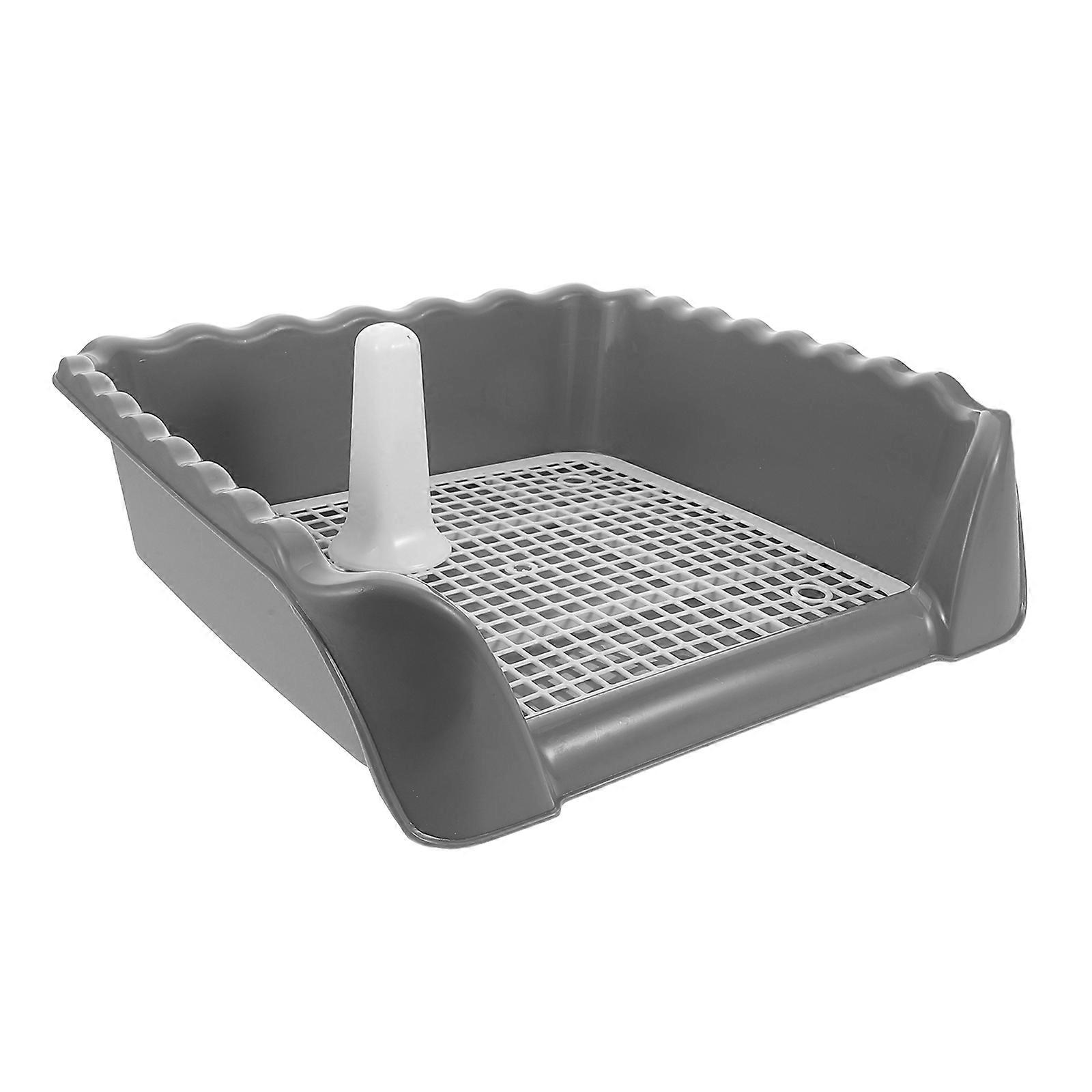Indoor Dog Toilet with Column: Mesh Grid Puppy Potty Training Tray for Home or Balcony – Easy to Clean Design to Keep Floors Dry