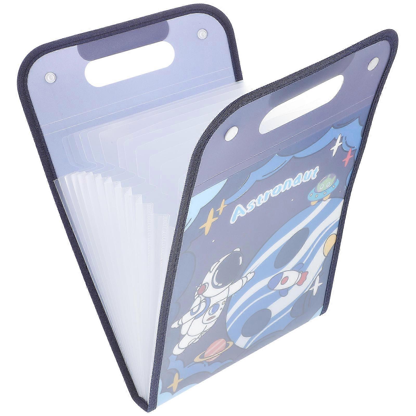 Accordion Shape File Folder Large Capacity Storage Bag School Use Dark Blue Color Stain Resistant 1Pcs