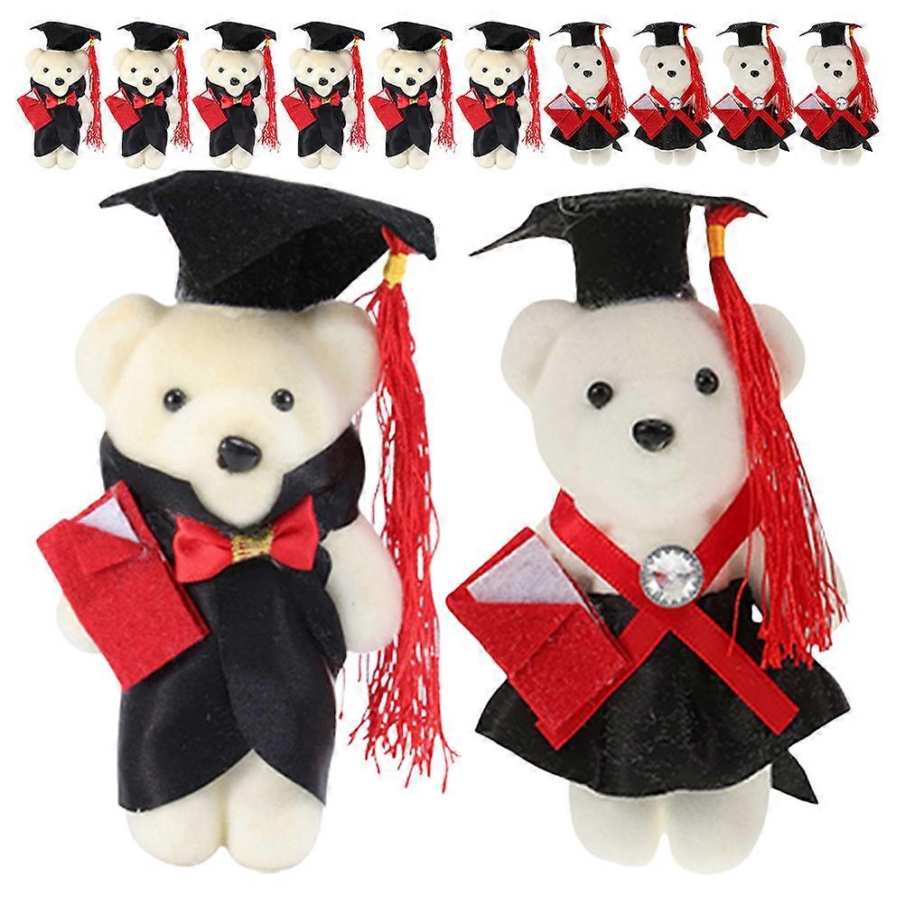 12pcs Mini Plush Graduation Bears DIY Flower Bouquet Materials with Cap – Soft Cute Bear Ornaments for Creative Graduation Decoration & Crafting