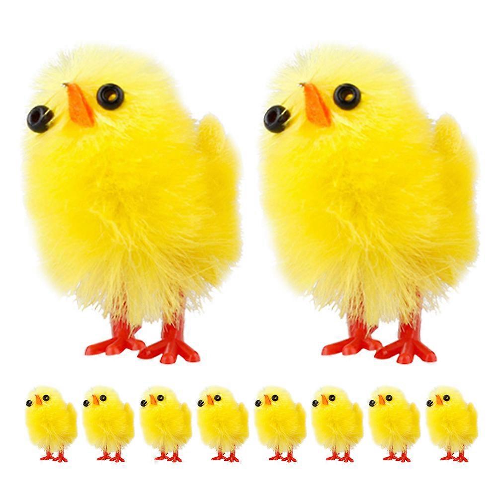Cute Home Decor Adorable Style Chick Shape Plastic Flocking Table Decor 10Pcs