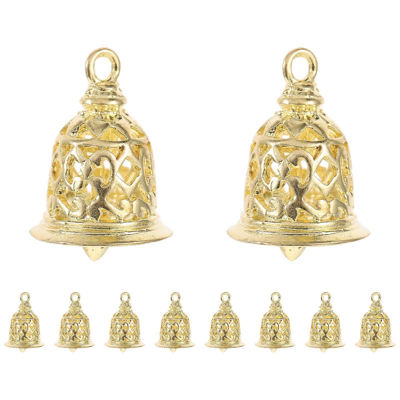 Bells Brass Diy Craft Home Decoration Hollowed Out Bell Shape Golden Size 2 10Pcs
