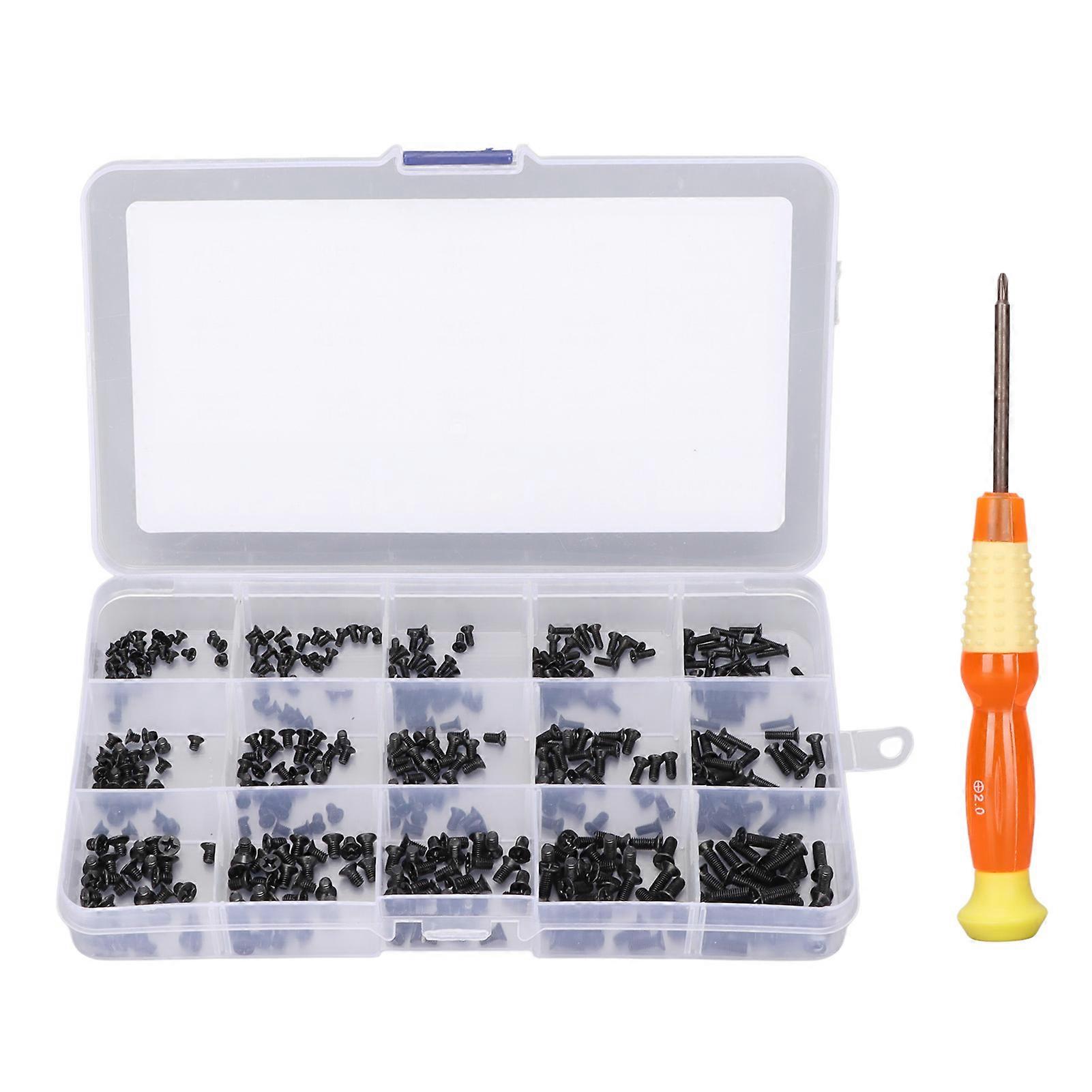 450Pcs 15 Types Universal Carbon Steel Laptop Screws Kit with Storage Box