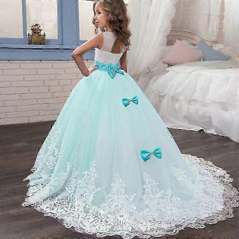 女の子のレースドレスエレガントな王女ロングガウンキッズドレス女の子の花の結婚式のパーティーのイブニングドレスの子供たちウエディングチュチュの衣装ギフト