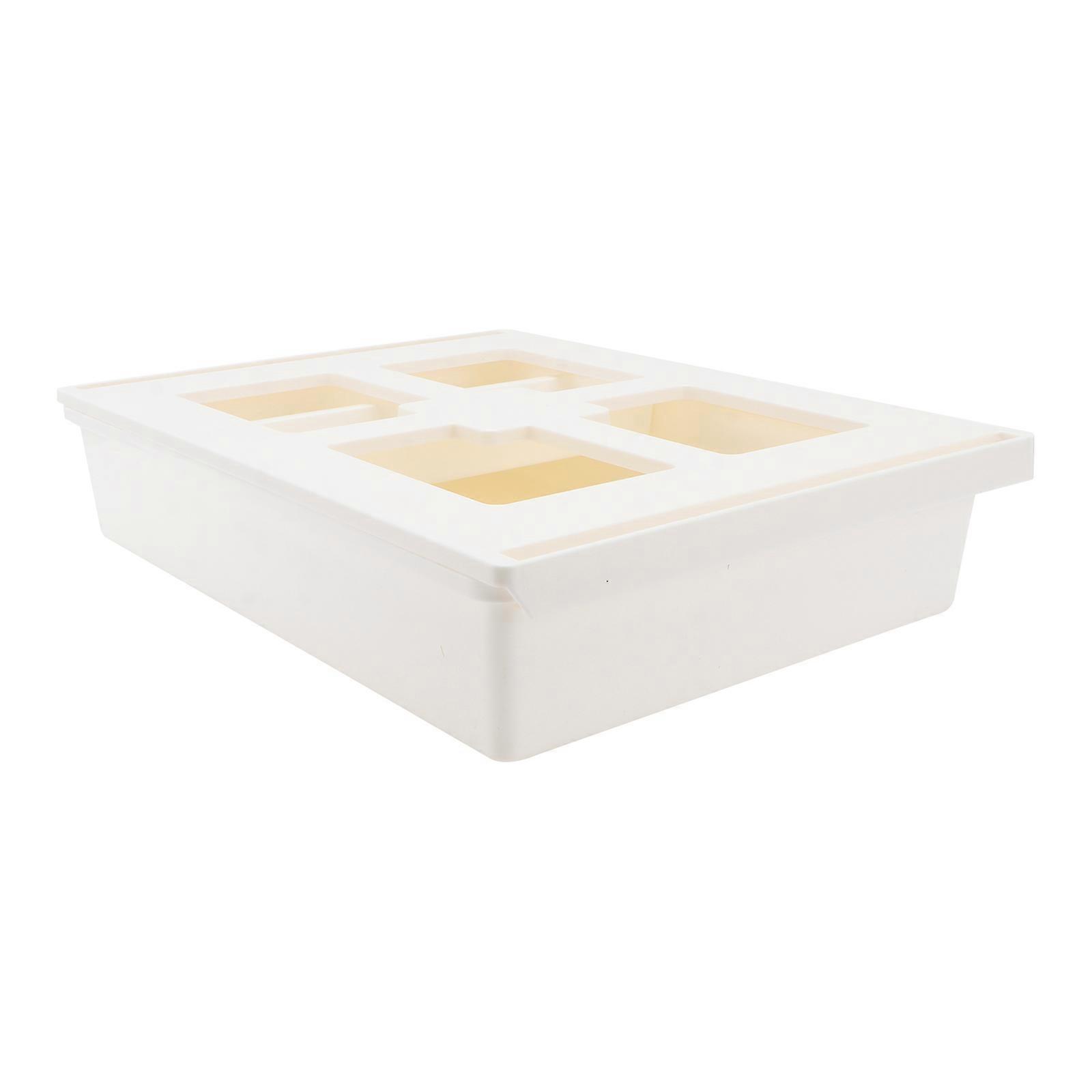 Desk Bottom Storage Box Under Desk Storage Box White Size L 33.4*24.9*6.5cm Office Use Dust-Proof 1Set