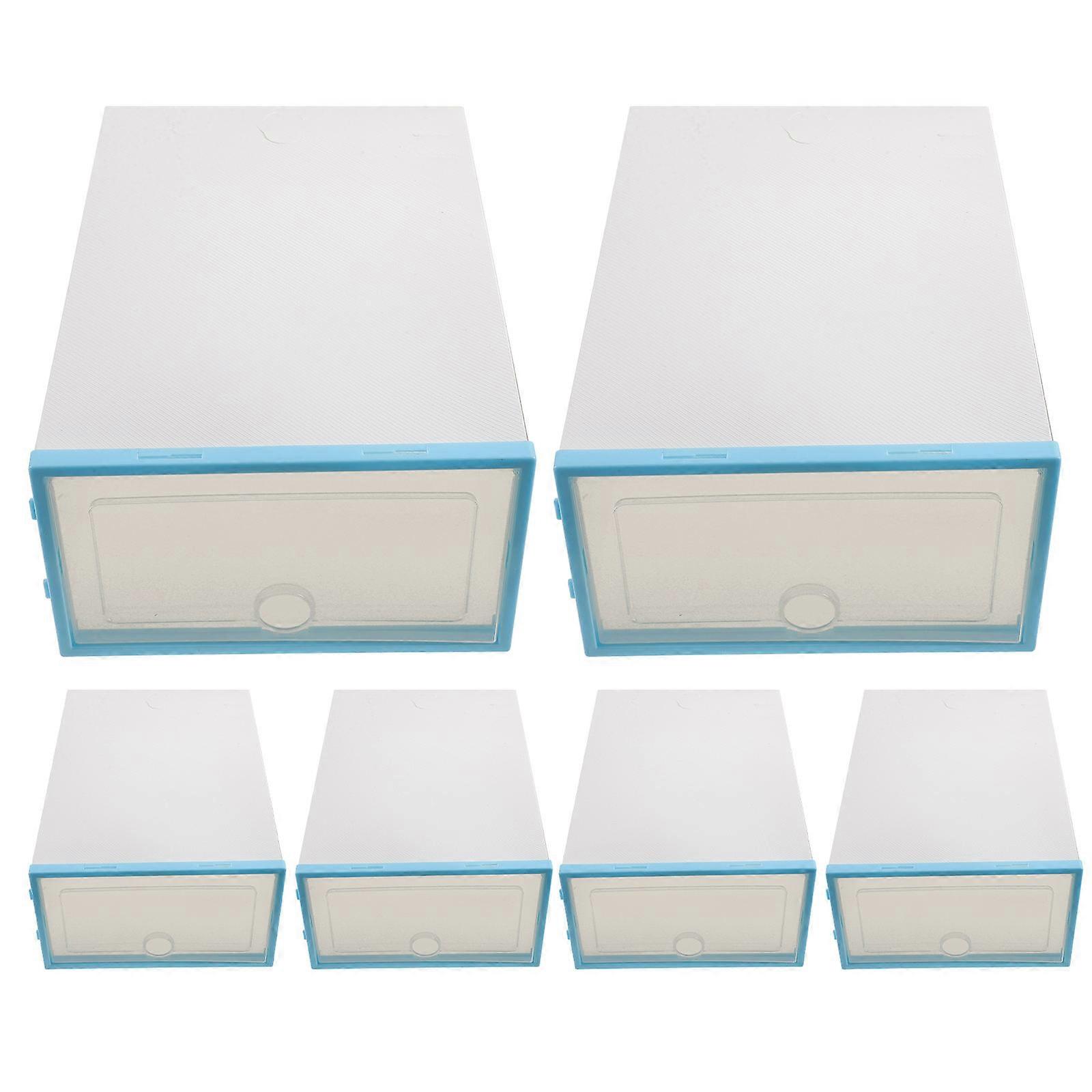 Shoes Box Organizer Thickened Transparent Container for Small Spaces Dorm Rooms Sky-Blue 6Pcs