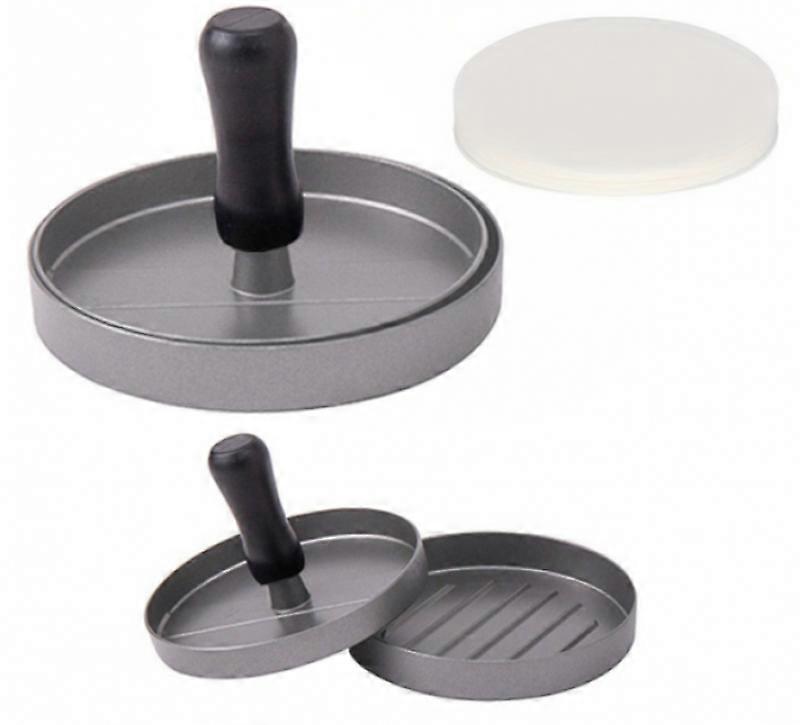Hamburger Press - A hamburger press set - 11.8*7.8cm - Aluminum alloy - Tofu press - BBQ accessories - BBQ tools - Includes 100 sheets of oil paper -