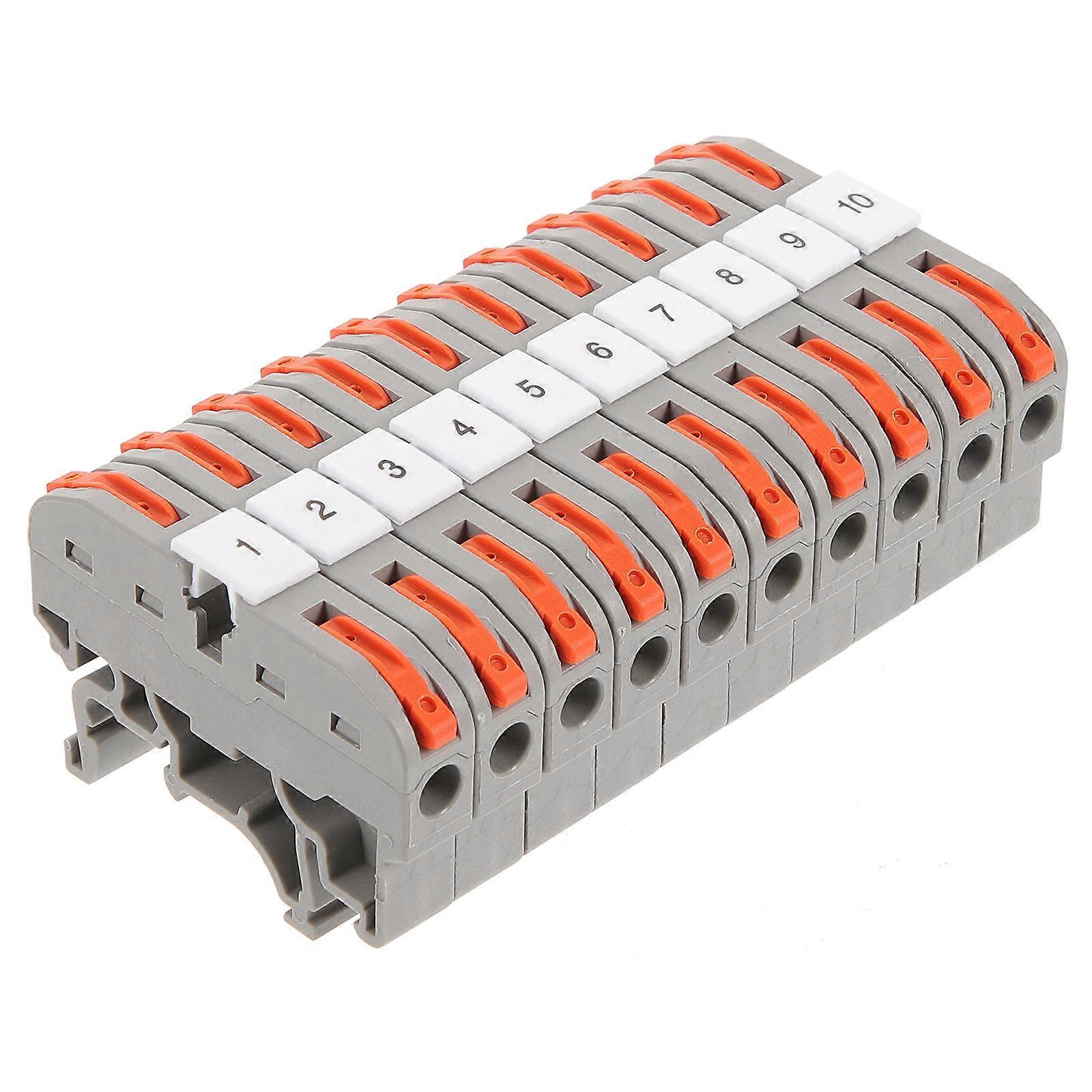Terminal Blocks Electrical Din Rail Terminal Block Connector For Distribution Boxes Light Grey 4.5x2.5CM Wire Connection 10Sets