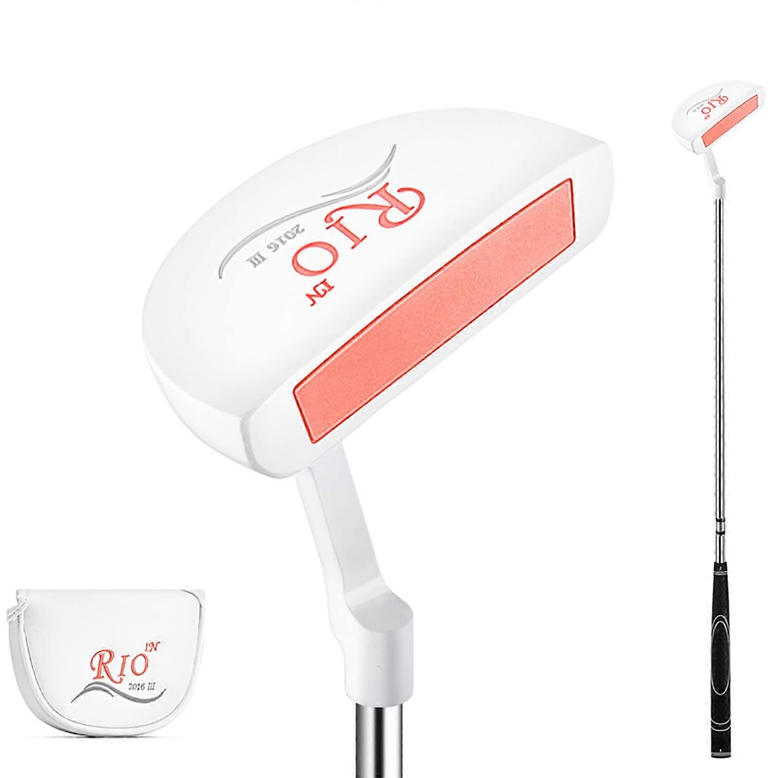 Golf Lady Putter 34 Inch Alloy with Grooved Face Design and Alignment Line for Improved Stability Includes Headcover